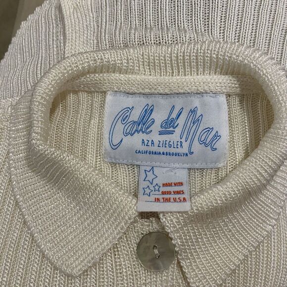 CALLE DEL MAR Short Sleeve Ribbed Cardigan Size S - Picture 5 of 6
